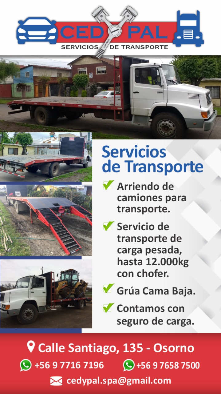 transporte cargas grua cama baja osorno