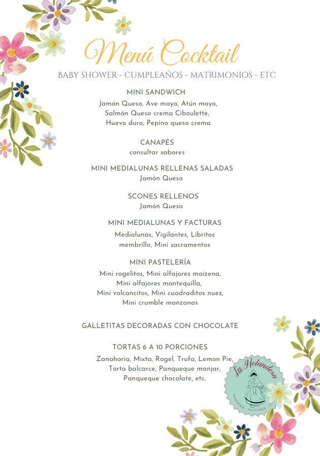 menu para fiestas eventos la holandesa